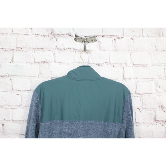 LL Bean Tumbled Sherpa Snap Front Polyester Blend Sweater Gray Green Large - Picture 10 of 12